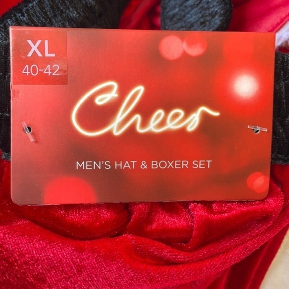 NEW Red Velvet Santa Boxers with Matching Santa Hat White Faux Fur Trim Size XL - Picture 8 of 10